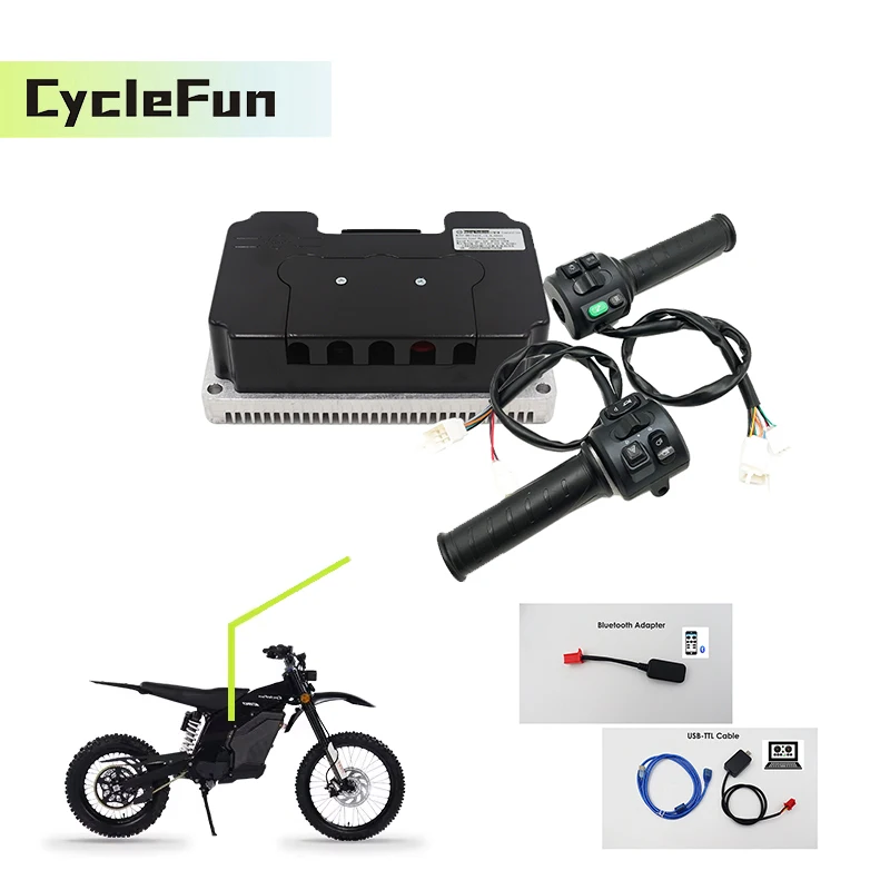 3000W 5000W FarDriver DC 200A ND72450 48V-72V Sine Wave Motor Controller With T08 Throttle For Electric Motorcycles Scooter