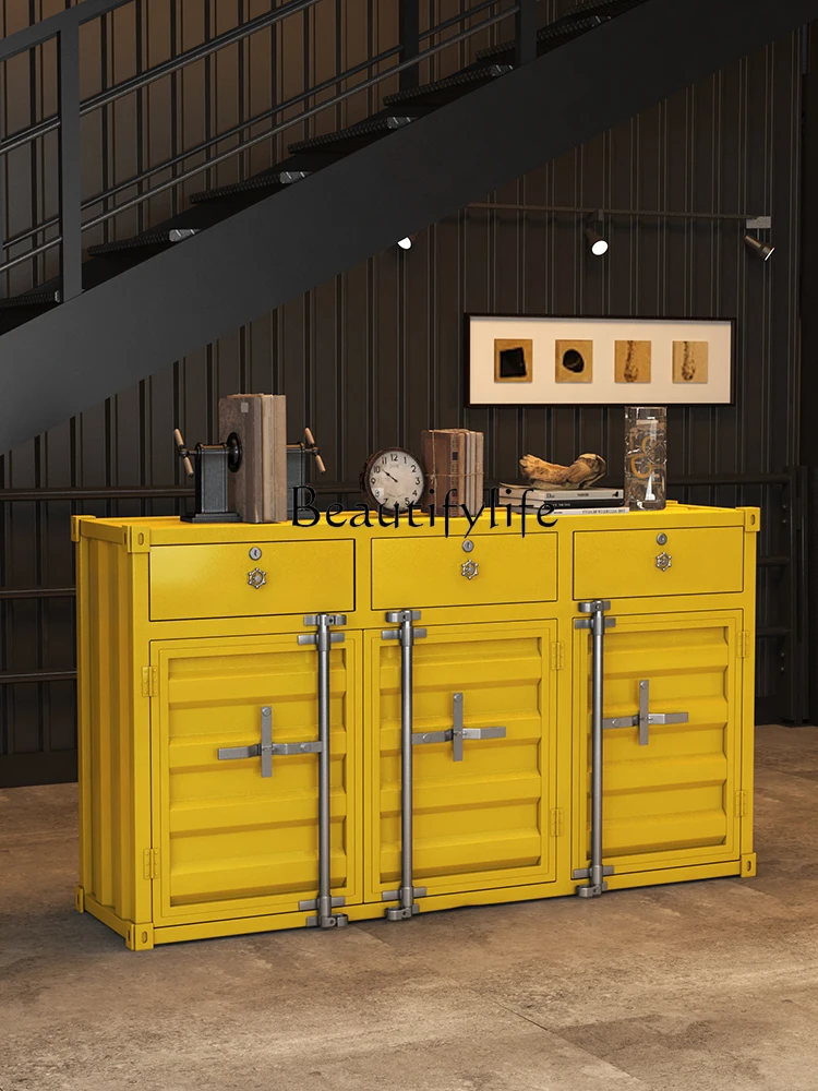 Multi-Functional Iron Sideboard Cabinet Industrial Style Storage Cabinet Retro Restaurant Ideas Furniture Cabinet