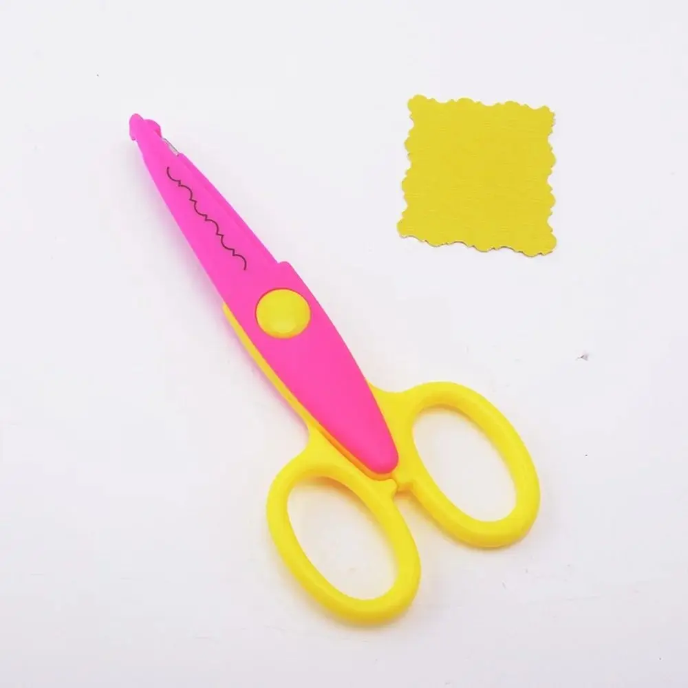 1/6PCS DIY Color Lace Scissors Small Round Head Comfortable Hand Paper Cuttings Scissors Wavy Pattern Stationery Paper Cutter
