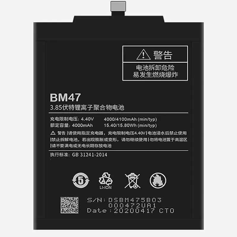 Phone Battery BM47 BN30 BN34 BM22 BN36 for Xiaomi Redmi 3 3S/X 4X 4/5/A 6 8 Note 3/4/4X/5/5A/6 Pro Mi 5 6 6X/Mi A2 Max2 6X A2