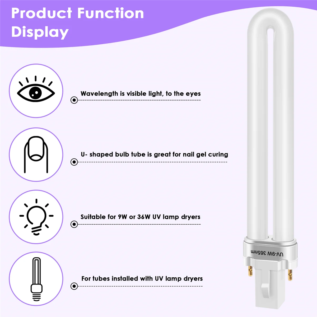 9w Nail Uv Machine 365nm Lamp Bulb Tube