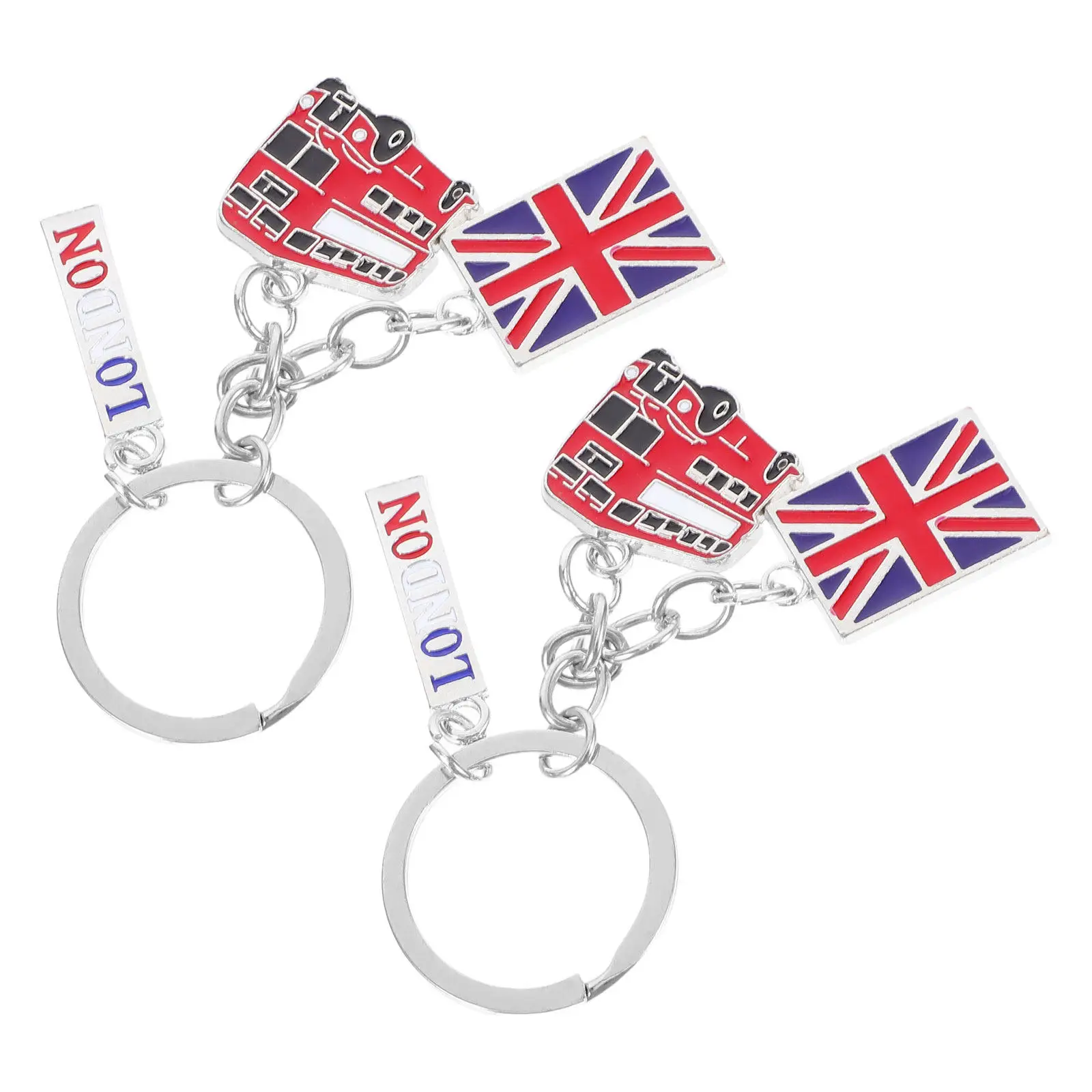 2 Pcs England Souvenirs Gifts Keyring Style British Keychain London Bag Hanging Pendant Britain