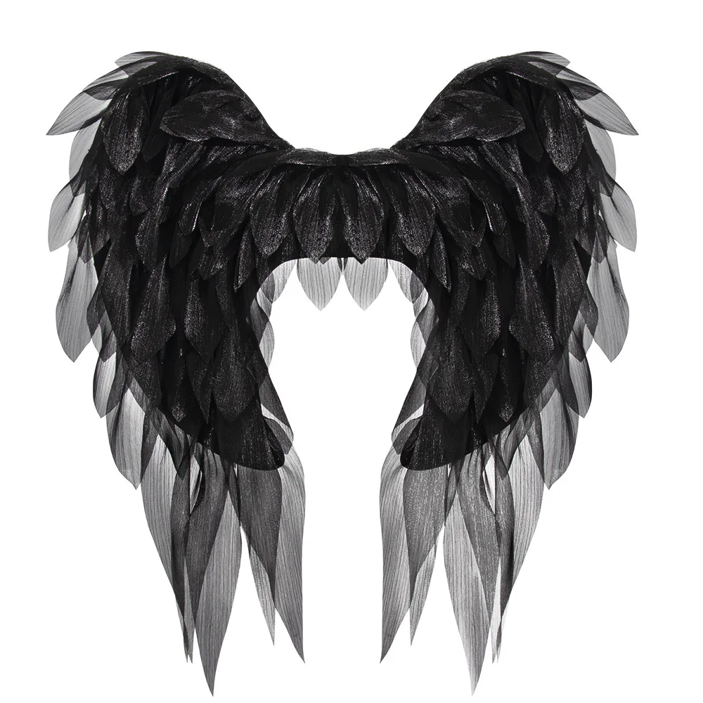 Realistic Black White Organza Angel Wings Cosplay Accessories Holiday Party Masquerade Decor