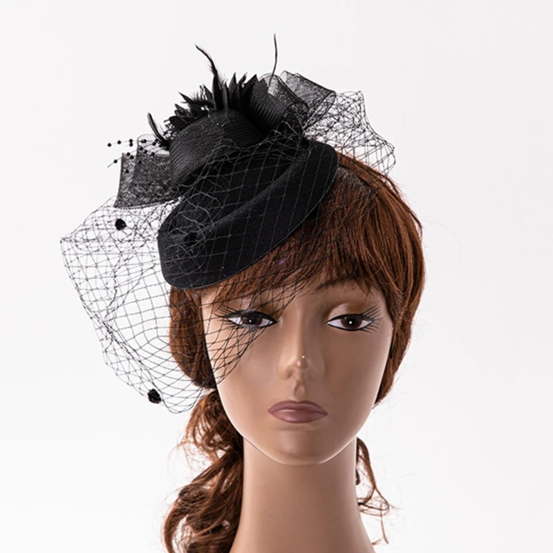 Women Fascinator Headband Pillbox Hat Cocktail Tea Party Fascinator Hat Fascinator Veil Mesh Drop shipping