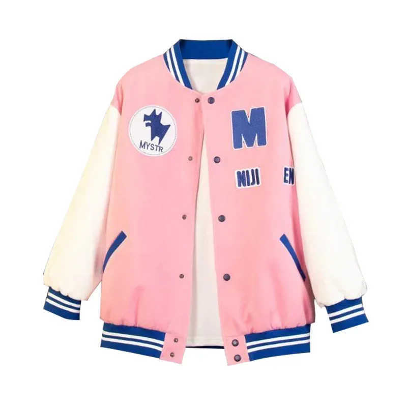 

Anime vtuber Luxiem Mysta Rias Coat Baseball uniform Cosplay cherry blossom season costume custom made8;c'4,t;6.j'2;