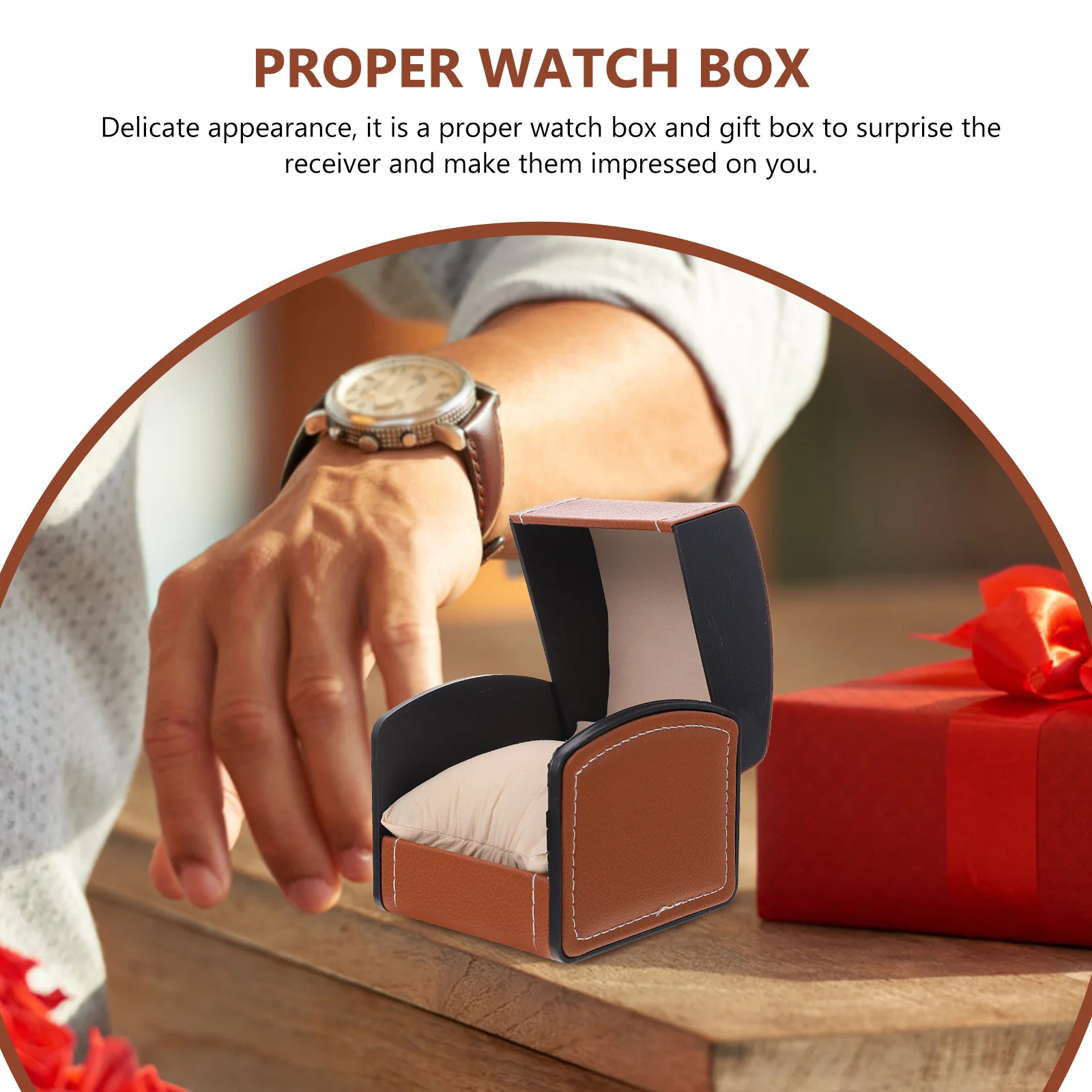 

Single Watch Box PU Watch Organizer Portable Display Storage Case Gift Packaging Holder Anti-Scratch Durable