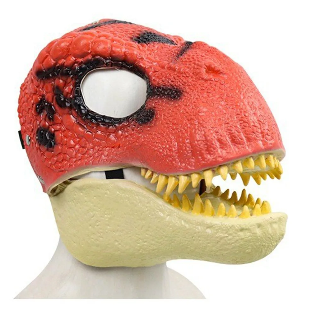 

Маска динозавра с движущейся челюстью на Хэллоуин, реквизит для косплея с открытым ртом, головной убор с динозавром, забавный жесткий пластиковый головной убор с драконом для детей