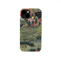Forest Fairy Tale Creek Little Cow Tree Phone Case for IPhone 11 14 15 16 ProMax 12 13 Mini Lovely Cartoon Shockproof Case Cover