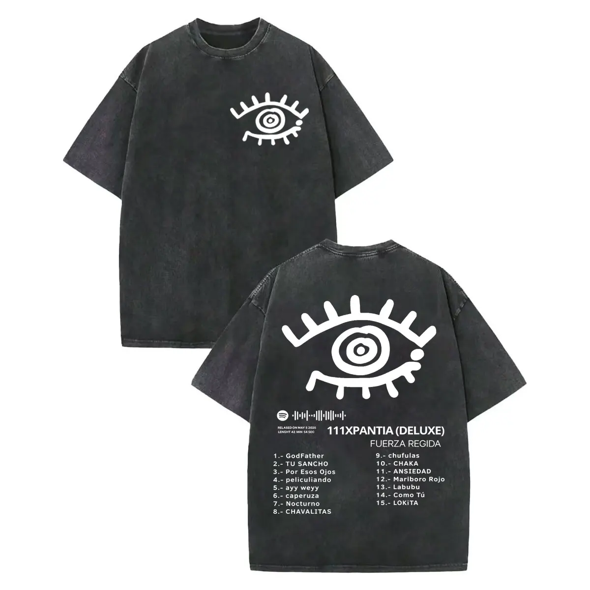 

Vintage Washed Fuerza Regida Album Print T Shirt Men Women Fashion Oversized T-shirts Summer Casual Cotton Short Sleeve T-shirt