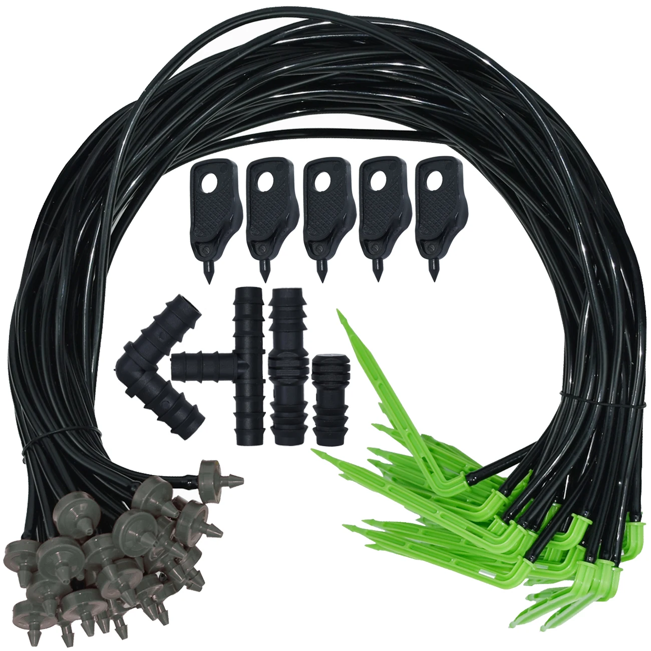 KESLA 50pcs Greenhouse Drip Irrigation 4L/H Green Bend Arrow Dripper Garden Watering System Kit 3/5mm 1/8'' Hose Plant Pot Tools