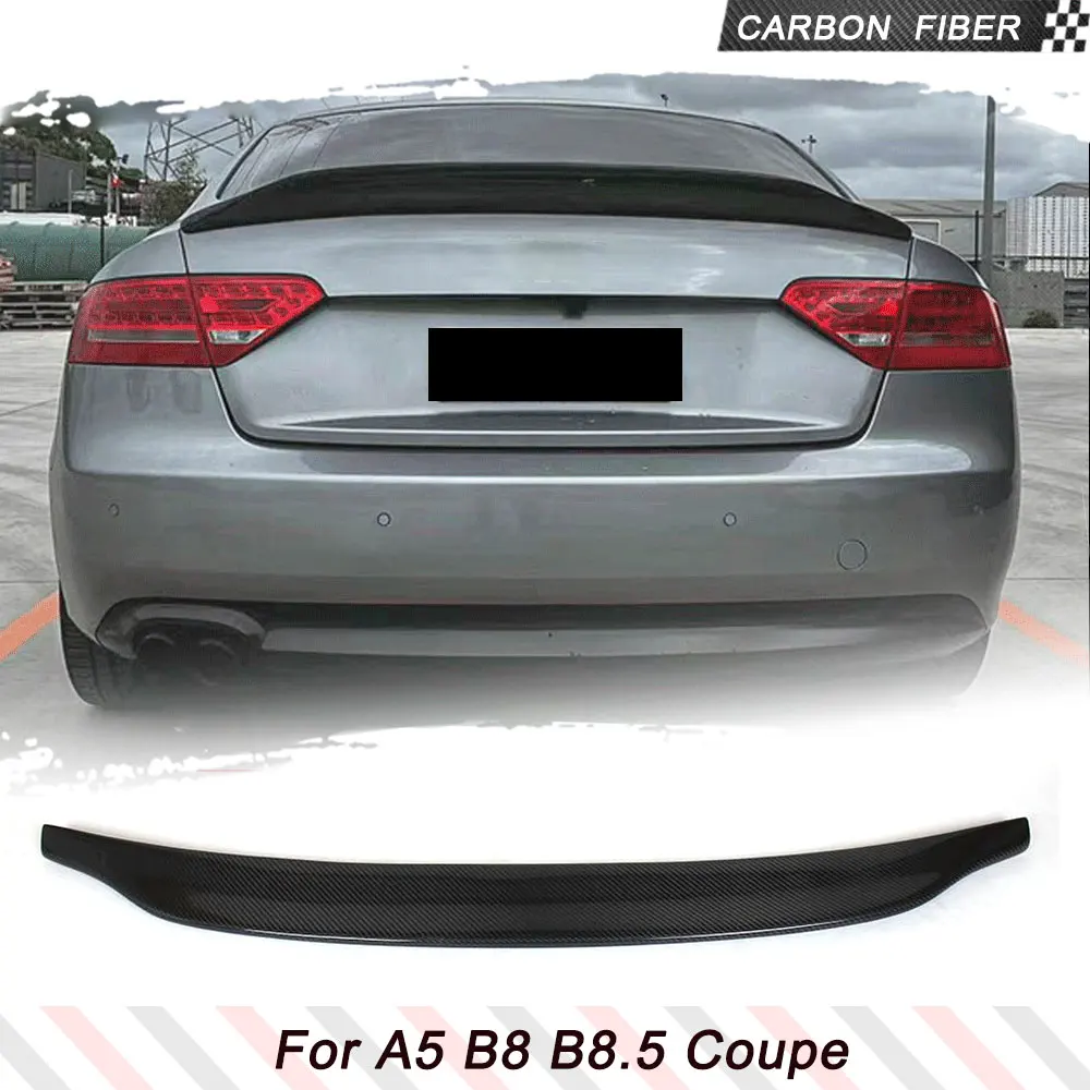 Real Carbon Fiber Racing Rear Trunk Lip Spoiler Wing for Audi A5 B8 B8.5 Standard Coupe 2-Door 2008 - 2015 Boot Lip FRP Black