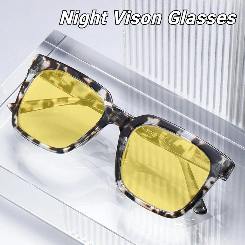 

New Square-Frame High Definition Night Vision Glasses Stylish and Versatile Anti-Glare Eyewear Classic Driving Shades Unisex