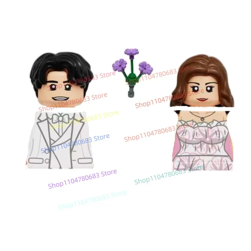 

Building Blocks Wedding Celebration Couple Mini Action Figure Assembly Model Ornament Decorative Toy Holiday Gift Collectible
