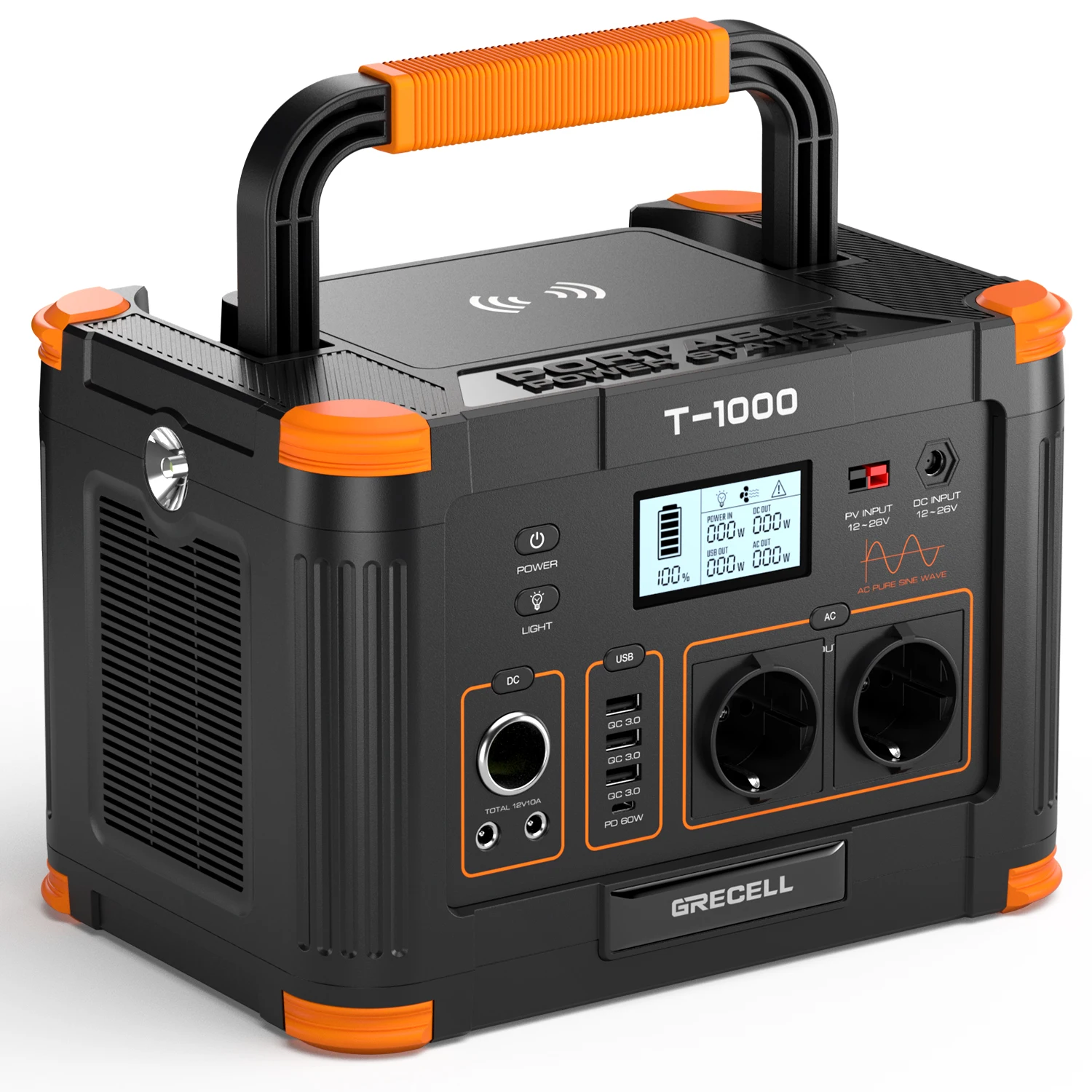 EBL 1000W Estación de energía portátil Generador de energía solar de 999Wh con salida de CA de 110V, bate de litio de respaldo de carga rápida PD 60W