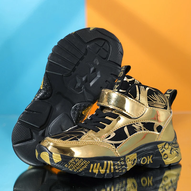 A pair of children's four-season leather upper high-top sports shoes, thick sole casual shoes, sizes 28-40，JT-H855