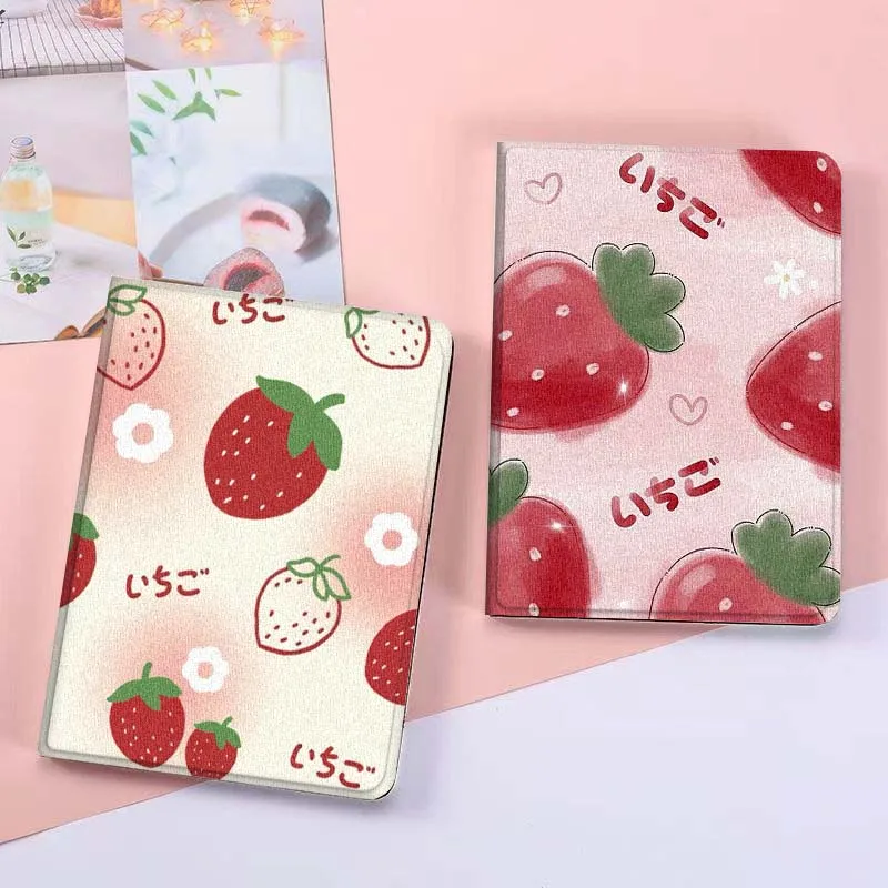 Etui na tablet Xiaomi Mi Redmi Poco Pad 2 4 5 7S 6S 6 7 8 Max Plus Ultra SE Pro K 2025 z wzorem słodkiej truskawki