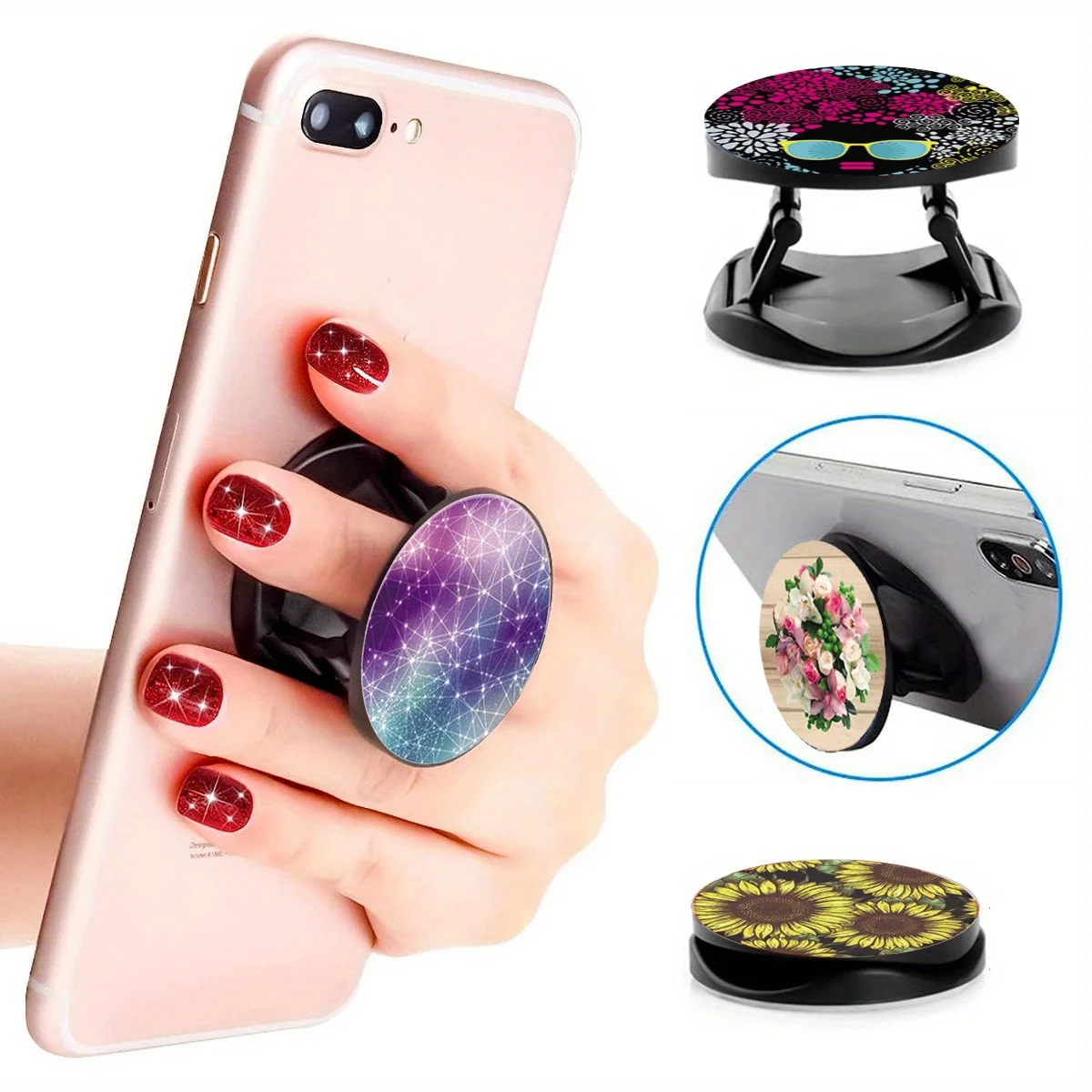 6 Pack  Finger Expanding Phone Mount Grip Holder for Cellphone,Collapsible Stand  Foldable Cell Phone Stand