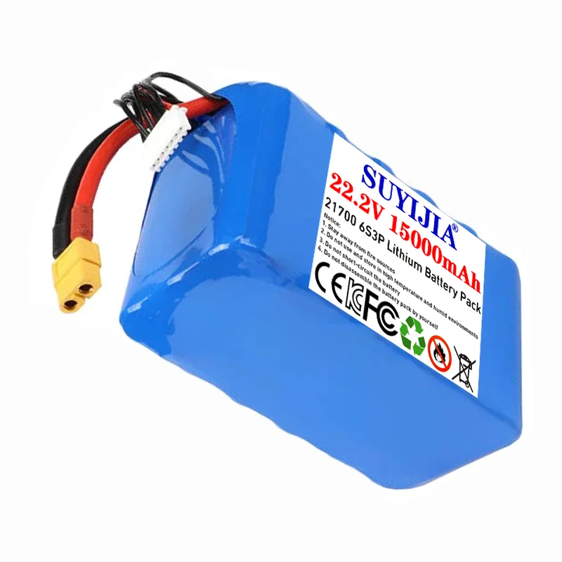 UAV Drone Rechargeable Battery 21700 6S3P 22.2V 15000mAh M50 M50T M50LT 50G 50E 21.6V 25.2V W/14AWG 12cm XT60 W/ JST-XH Balancer