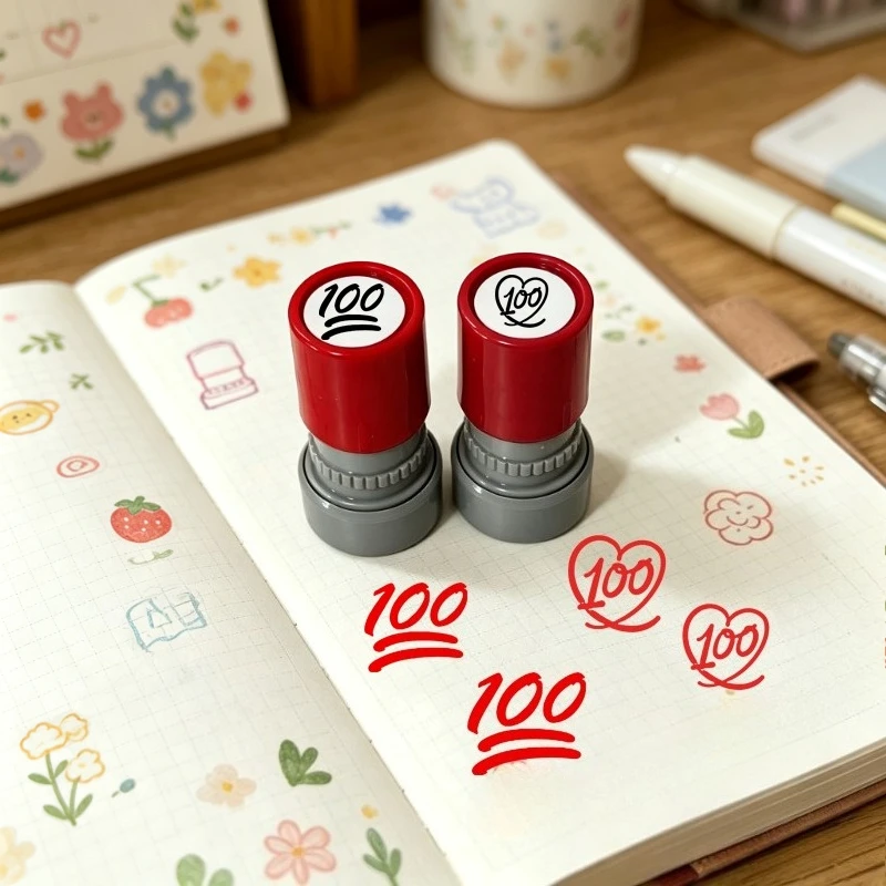 1pc Fun Score Check in Stamp, Homework Correction Encouragement Small Stamp, DIY Decoration for Handbooks