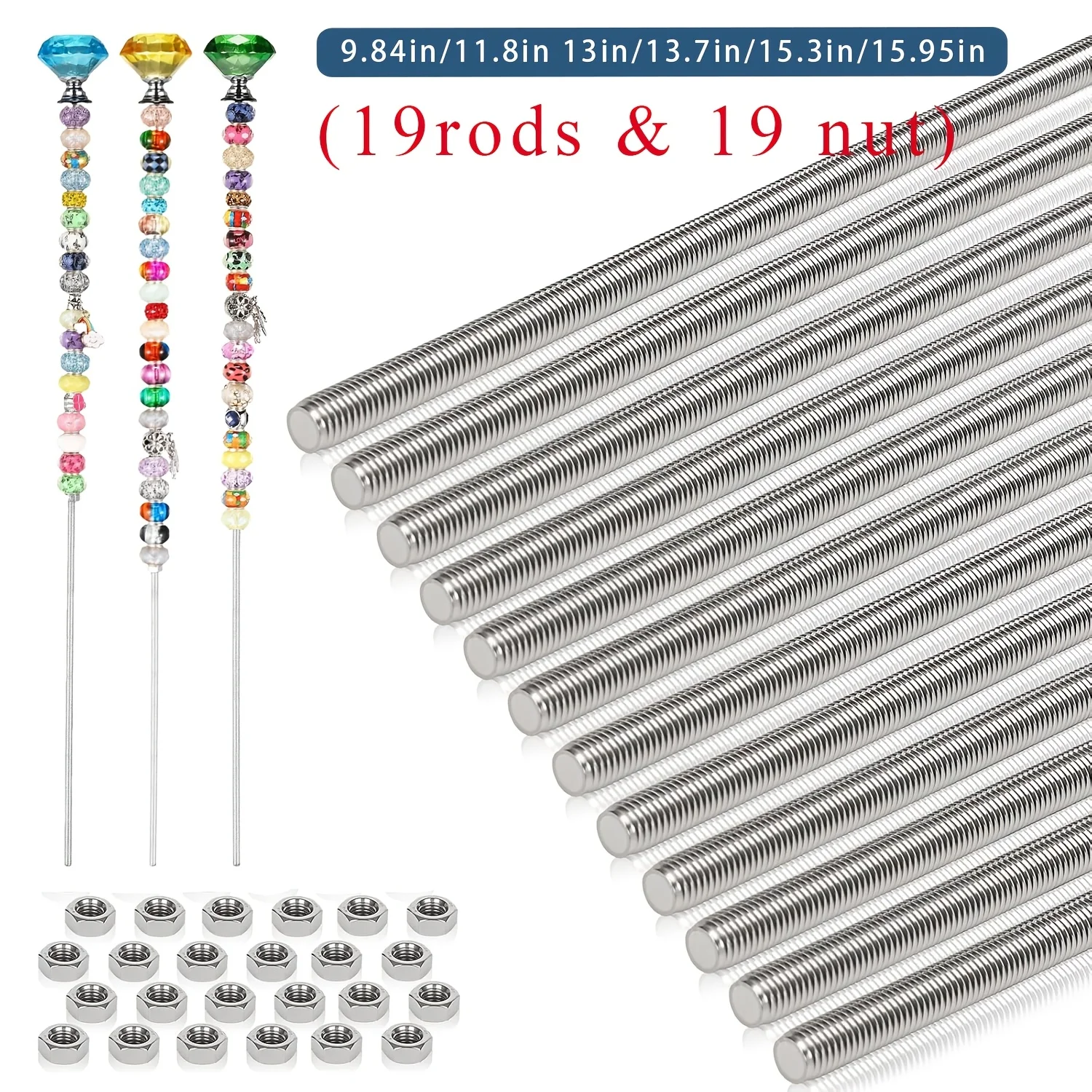 Jewelry & Watches Bench - 38 stuks 19 M4 roestvrijstalen schroefdraadstangen,