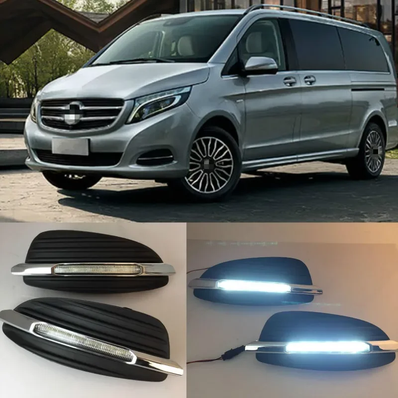 2PCS LED Daytime Running Light Car Accessories 12V DRL Fog Lamp For Mercedes Benz V-Class Vito V250 V260 2016 2017 2018