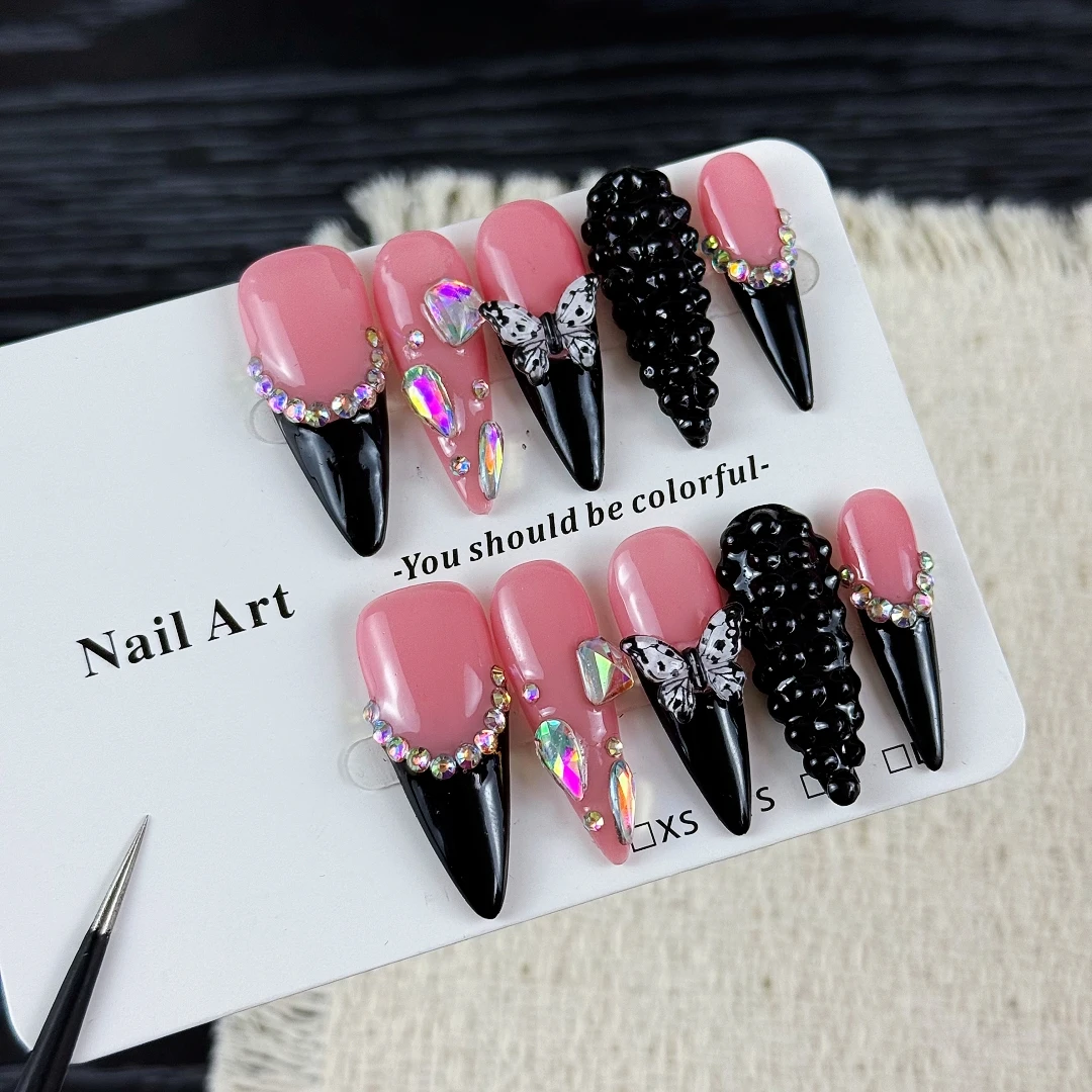 10pcs High-end Luxury-luxurious lady's style, hand-painted three-dimensional butterfly, dazzling cluster of diamonds handmade