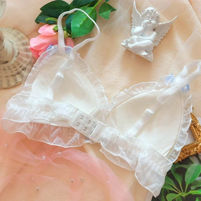 لوليتا ملابس داخليّة حريمي طقم حمالة صدر وسراويل داخلية ملابس داخلية النوم العشير الحلو Kawaii الدانتيل مريحة الصدرية مجموعة ملابس داخلية جميلة