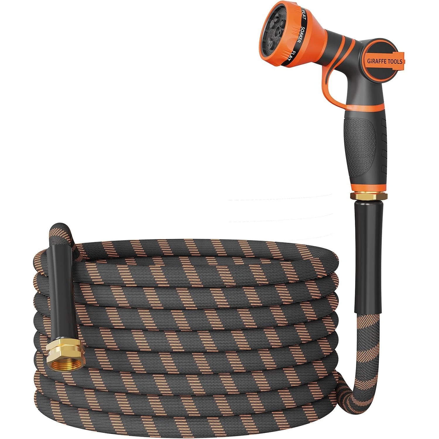 Giraffe Tools Non-Expandable Garden Hose 25-100FT 1/2 Lightweight Flexible Water Hoses Burst 600 Psi with 9 Spray Function Nozzle Heavy Duty Hose