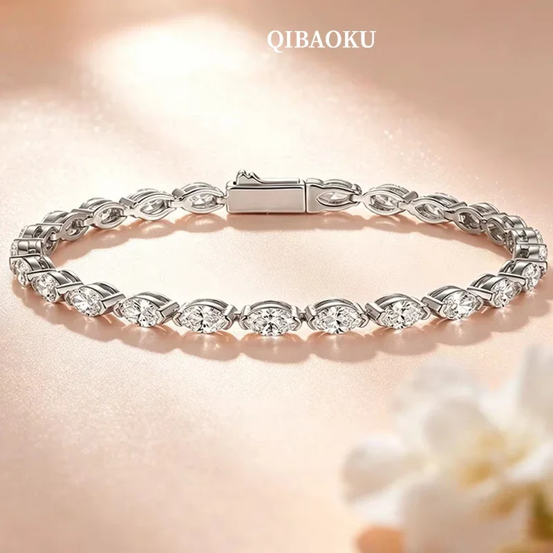 FCGJHW 3*6mm Marquise Cut Moissanite Tennis Bracelet Full Diamond Bangle for Women S925 Sterling Silver Jewelry Wedding 2026