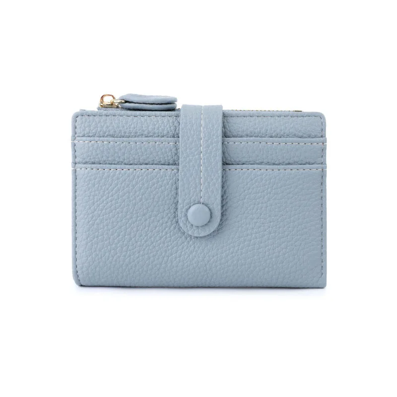 새로운 여성용 짧은 지갑 한국 스타일 PU 심플 패션 다중 카드 슬롯 버클 클립 개인화된 지갑 다기능