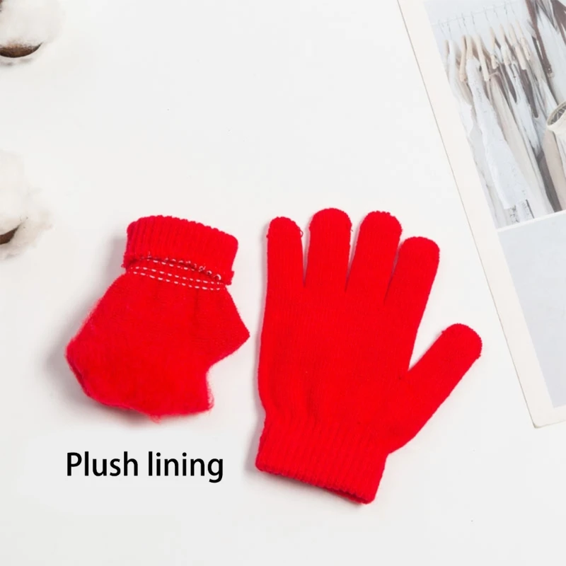 Unisex-Vollfingerhandschuhe für Kinder, dehnbare und warme Handschuhe, helle und fröhliche Strickhandschuhe, langlebig für Jungen und Mädchen