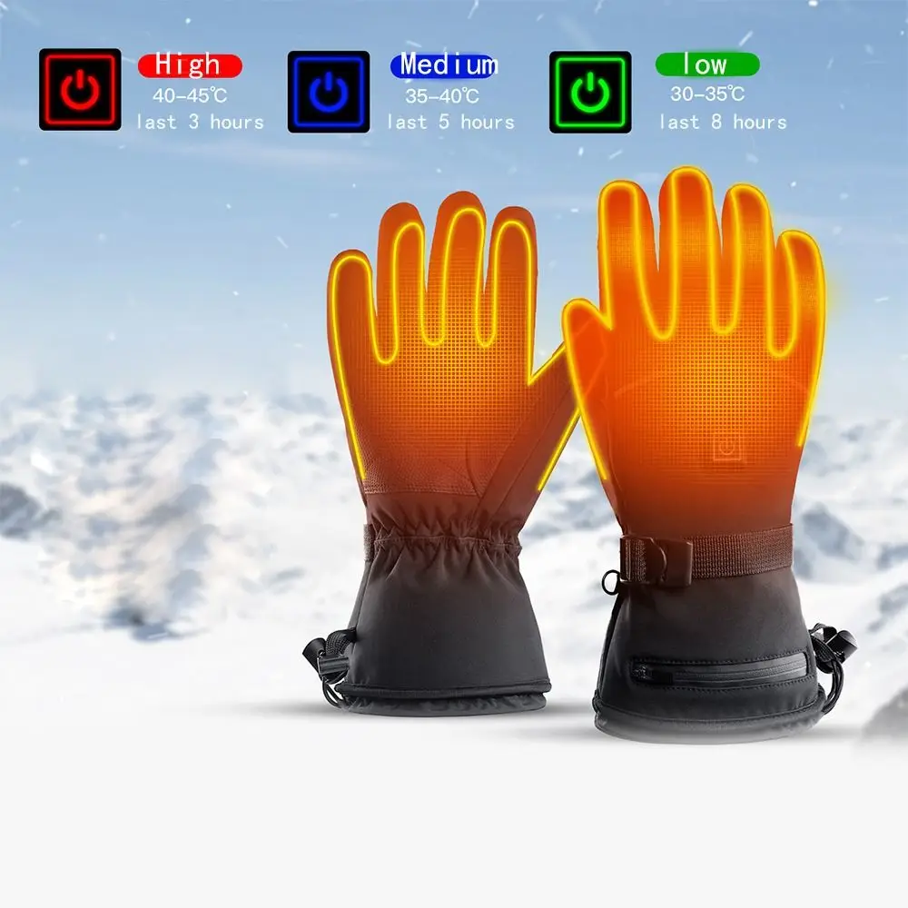 4000mAh Heated Gloves Rechargeable Battery Waterproof Heated Motorcycle Gloves Heated Warm Electric Ski Gloves