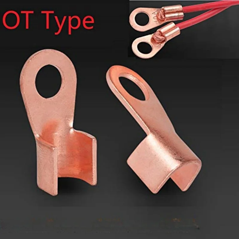 

1/5pcs OT Terminal 500/400/300/250/200/150/100A Wire Terminal Red Copper Nose Lugs Crimp Open Mouth Cable End Connector Splice