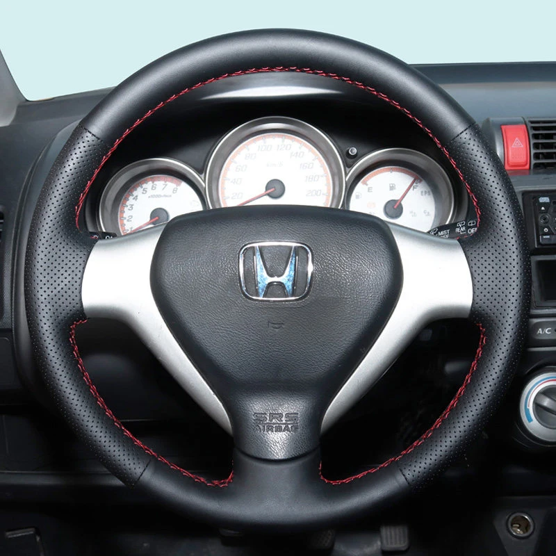 

For Honda Fit Jazz 2004-2007 CITY 2007 Car Steering Wheel Cover Customized Diy Manual Sewing Microfiber Leather Interior