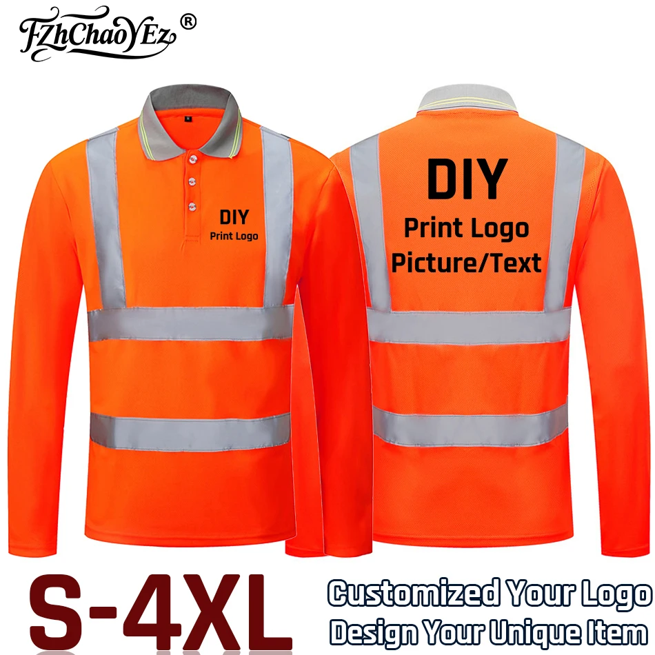 DIY Personalized Design Outdoor Polo Shirt Fluorescent High Visibility Safety Work Shirt Breathable Work T Shirt Reflective Tops