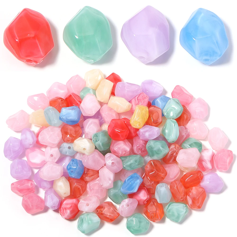 50 Stück/Lot Acrylperlen in unregelmäßiger Form, farbig, mit geradem Loch, lose Abstandsperlen für Armbänder, Halsketten, DIY-Schmuck, Dekorationsbedarf