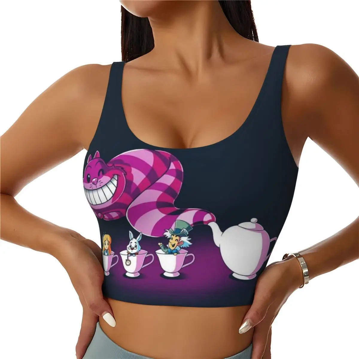 

Custom High Impact Alice Characters Sports Bra Women's Gym Workout Yoga Crop Top