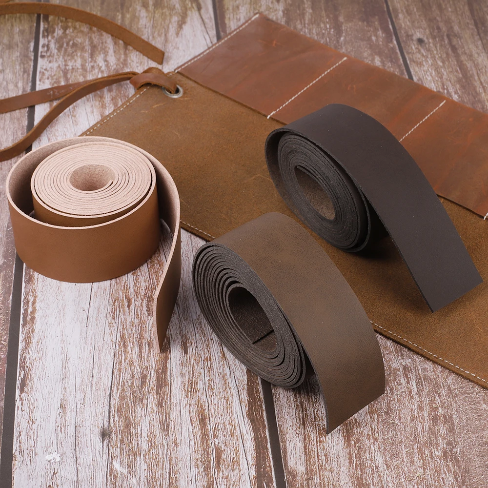 2 Meters Long DIY Crafts Leather Strap Wide Leather Craft Strips DIY Pet Collars Traction Ropes Belts Keychains Watch Straps