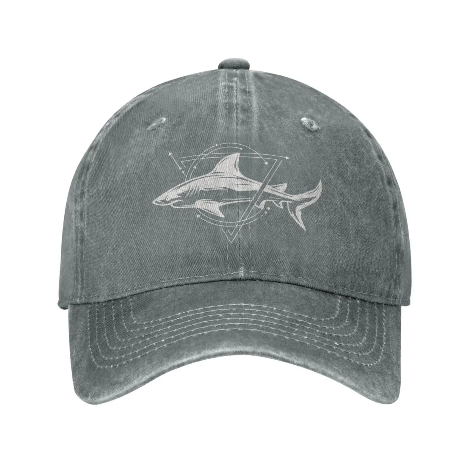 

Cool Shark Gray Vintage Distressed Adjustable Washed Denim Cotton Low Profile Mens Dad Trucker Hats