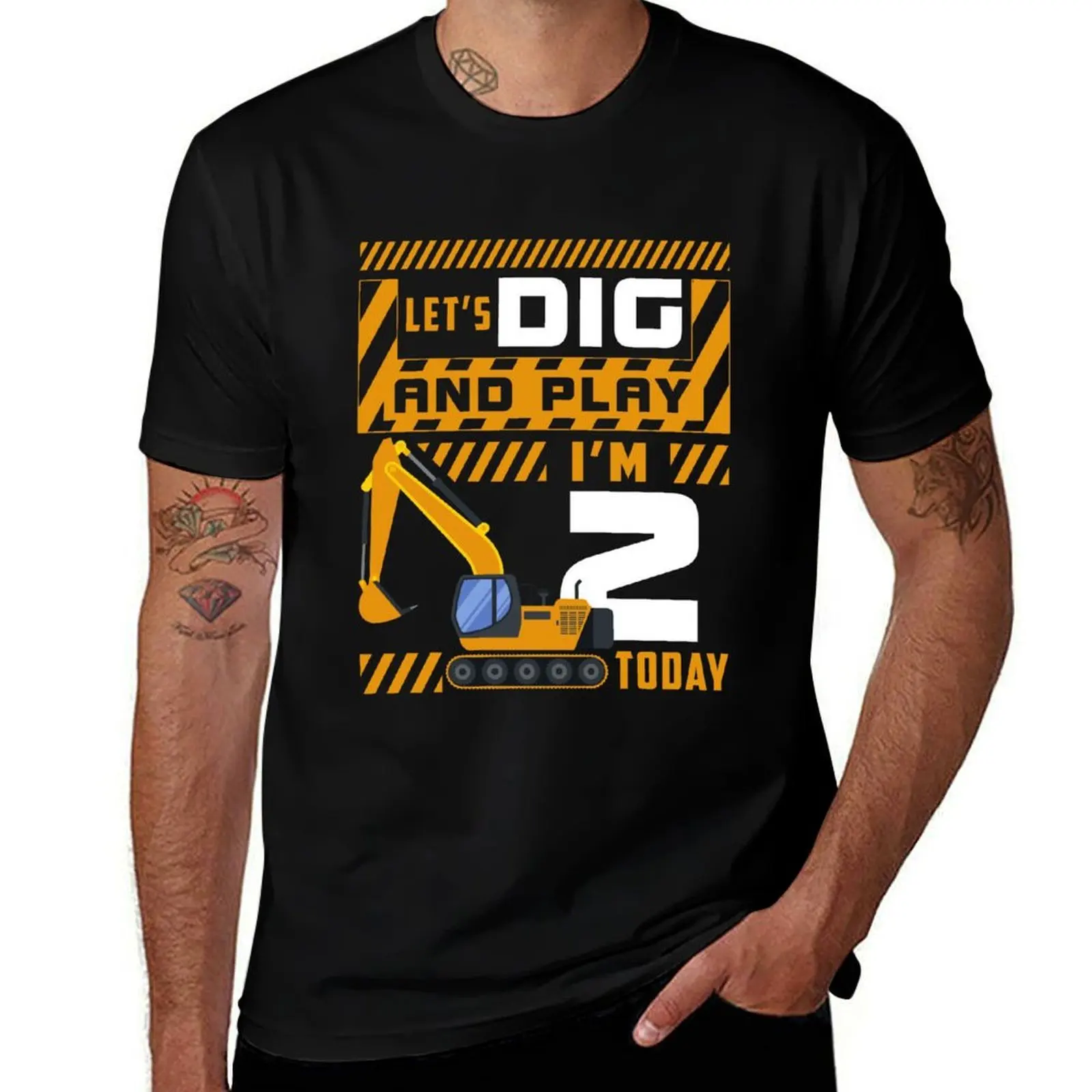 

Let's dig & play I'm 2 today Excavator Birthday T-Shirt summer clothes anime t shirts anime clothes men t shirts