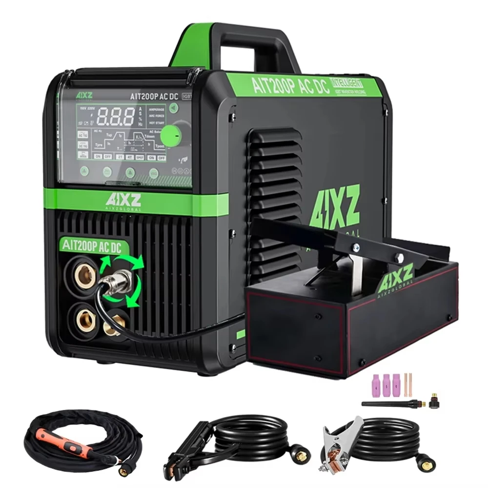 Saldatrice TIG AC/DC AIXZ AIT200P per alluminio con pedale 220V 200 Ampere 5 in 1 Saldatrice Stick/ARC/MMA HF TIG per acciaio inossidabile alluminio rame 2T/4T Saldatrice a inverter IGBT per saldatura