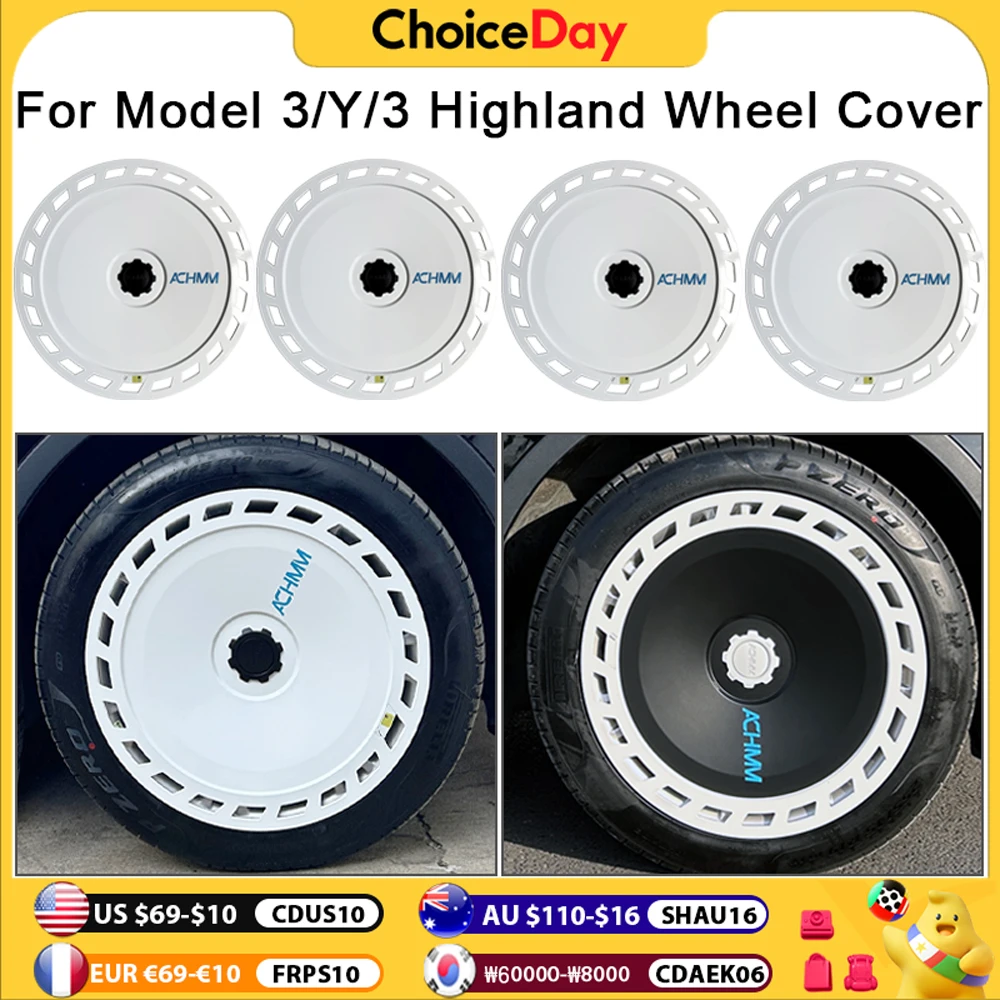 

4 шт. колпаки на колеса для Tesla Model Y 3 Highland 18 19 дюймов, сменная крышка ступицы, авто, полная крышка обода, инструменты, аксессуары 2025