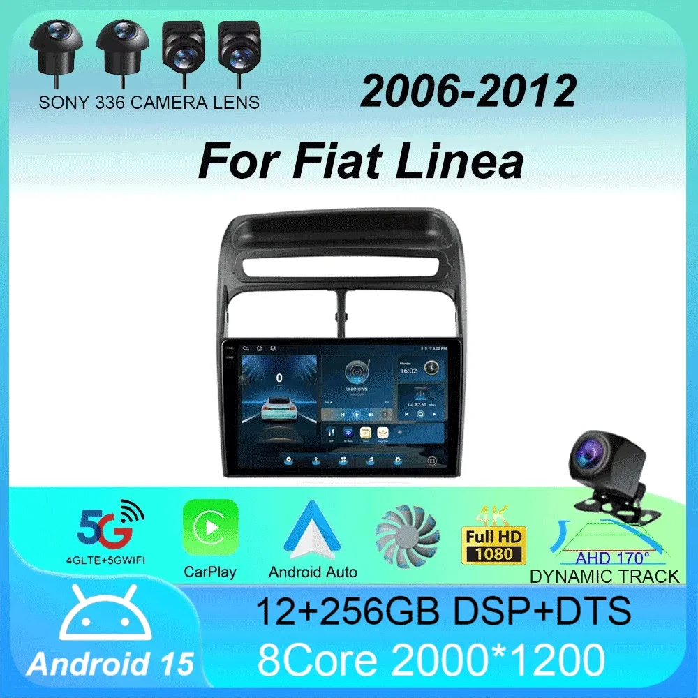 

Car Radio Android 15 For Fiat Linea 2006 2007 2008 2009 - 2012 Carplay Auto GPS Multimedia 2 Din Player WIFI+4G BT Video Stereo