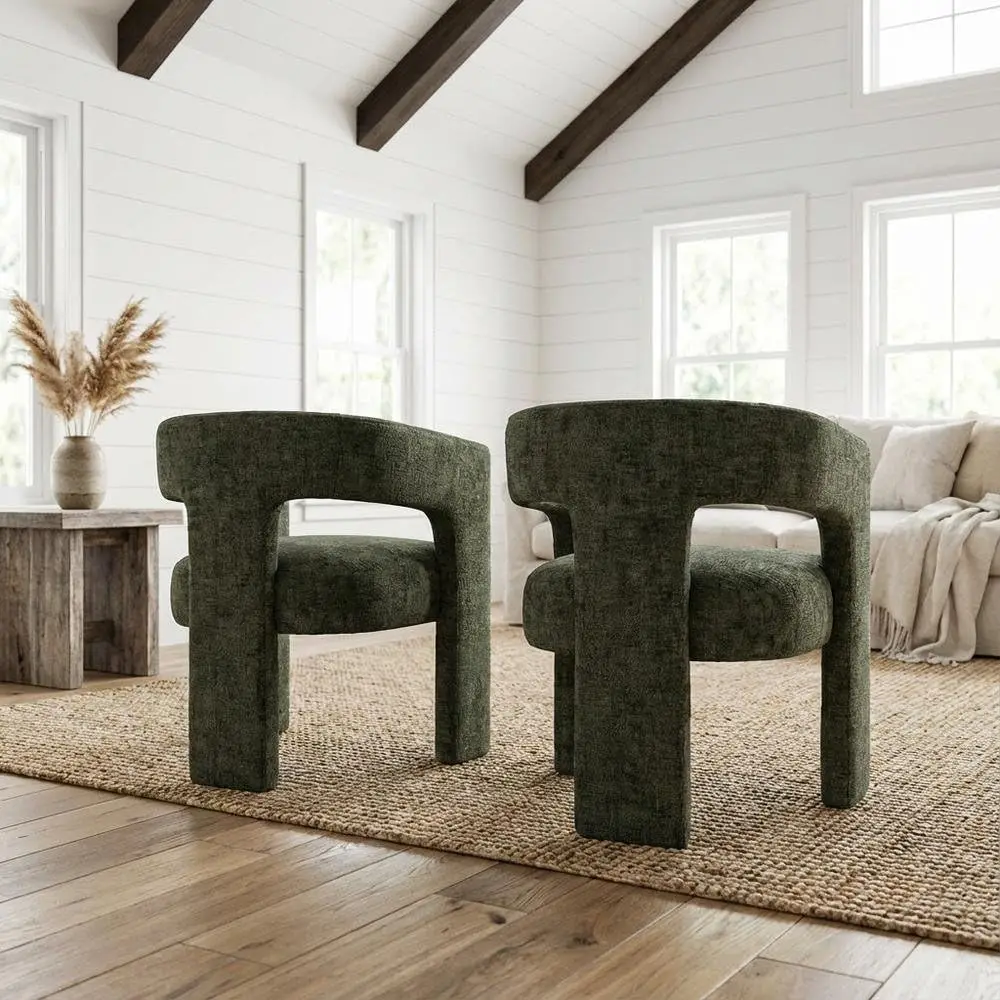 Jacquard Upholstered Accent Armchair Modern Luxury Plush Sculptural Dining &  Forest Set of 2, Customized