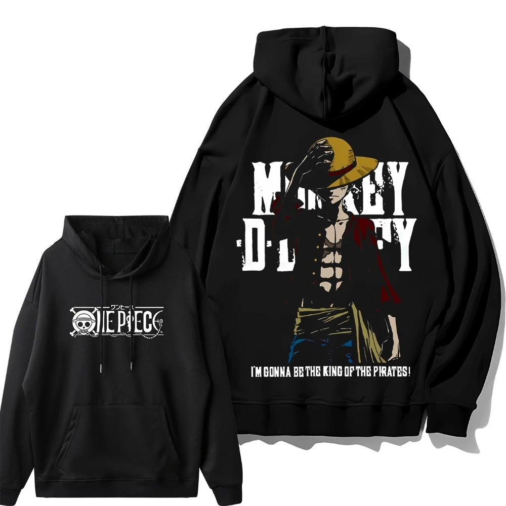 EEN STUK Heren Hoodie Trui Monkey D. Luffy Anime Lente en Herfst Katoen Jongens Kinderkleding met lange mouwen