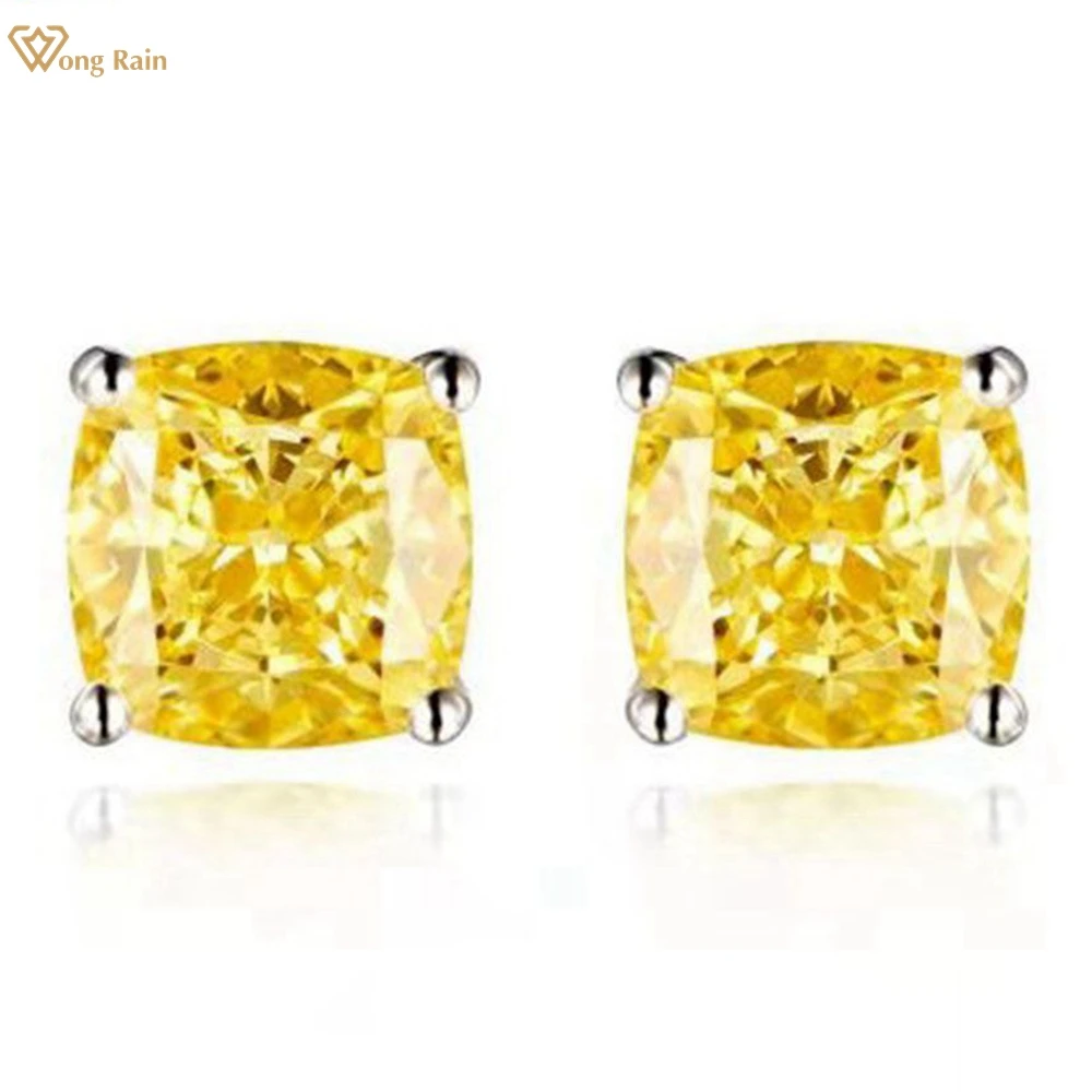 

Wong Rain 925 Sterling Silver 6.5MM Crushed Ice Cut Simulated Moissanite Gemstone Wedding Gift Studs Earrings For Women Jewelry