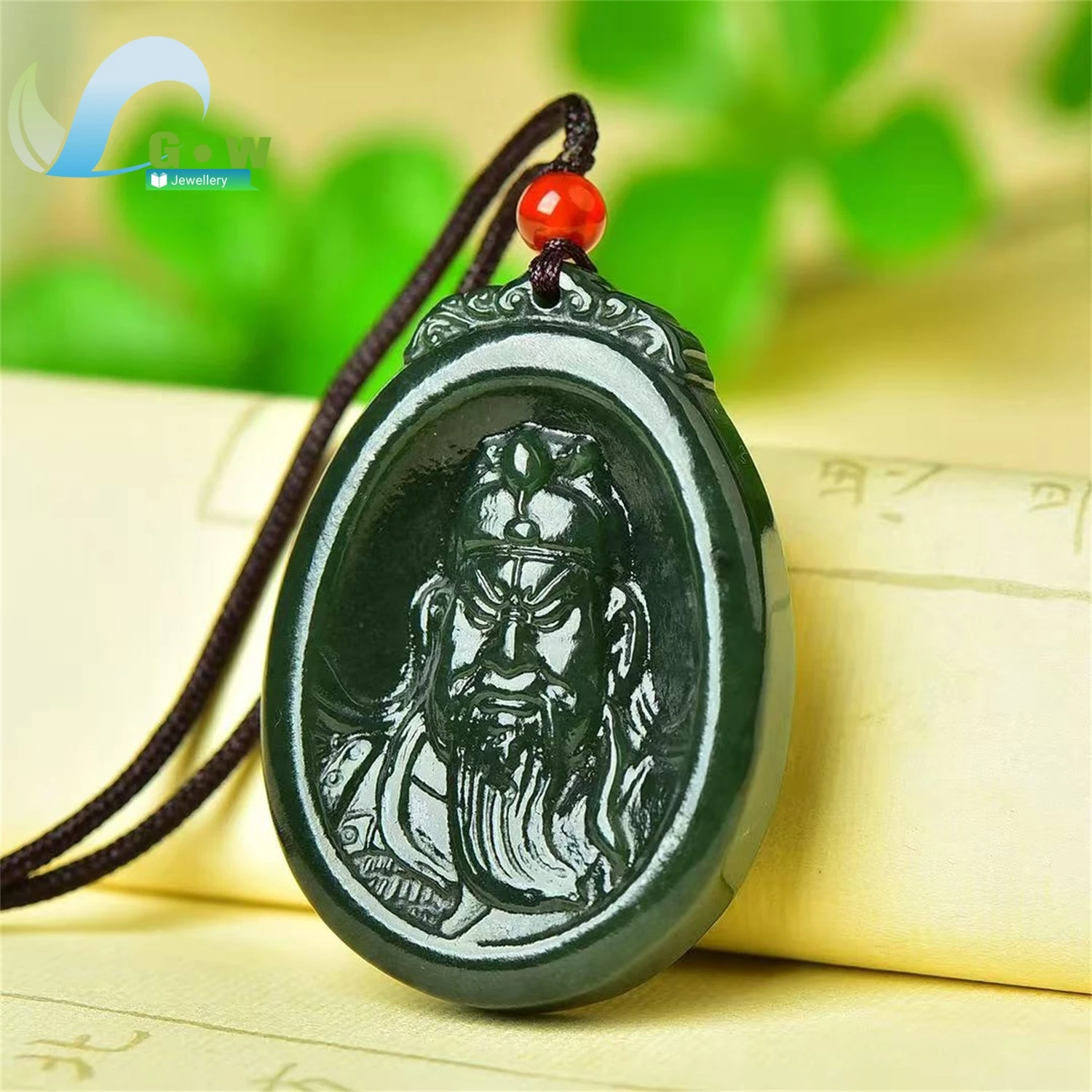 Natural Hetian Jade Guan Gong Pendant Wealth Symbol Carved Hanging Ornament Unisex Exquisite Retro Ethnic Style Jewelry Gift