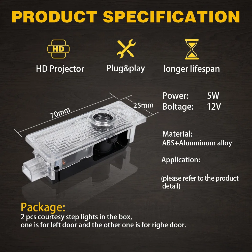 2PCS For Mini WORKS Cooper R55 R56 R57 R58 R59 R60 R61 F55 F56 F57 LED Car Door Interior Light Bulbs Decoration Lamp Accessories