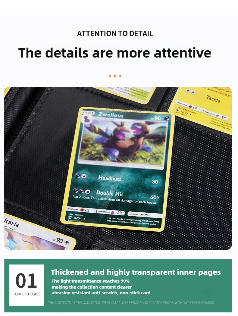 4/9/12 Pockets Trading Card Binder Album Display Holder Double Sided Storage Book Compatible with Gaming Cards Yugioh MTG TCG