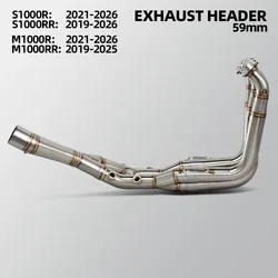 S1000R Exhaust Headers Tube For BMW S1000RR M1000RR M1000R 2019-2026 Motorcycle Escape 59mm Front Pipe Street Bike Kit